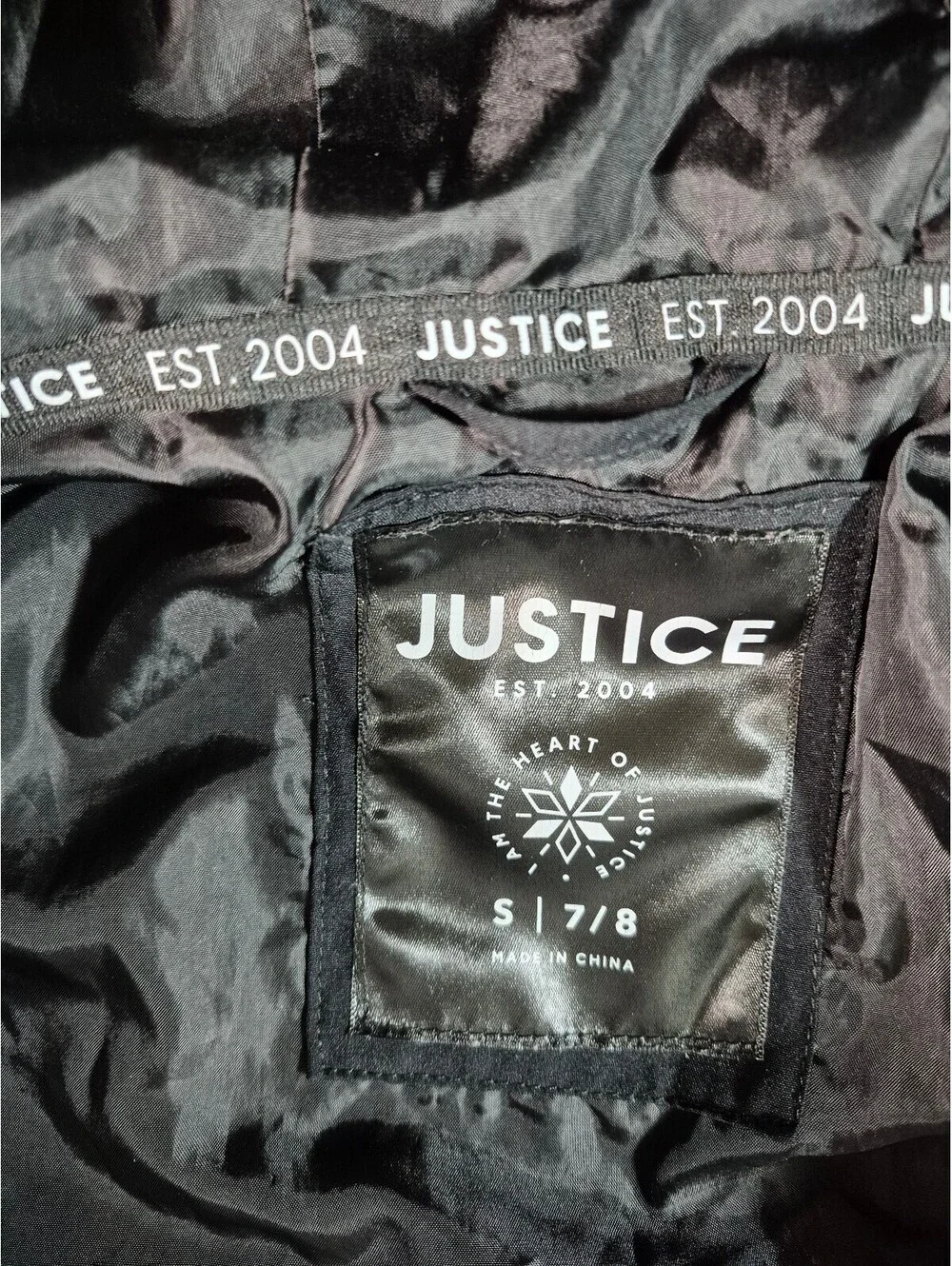 Justice Girls Size 7/8 Black Faux Fur Hooded Winter Jacket